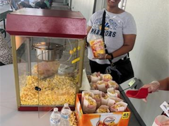 PFO serving popcorn